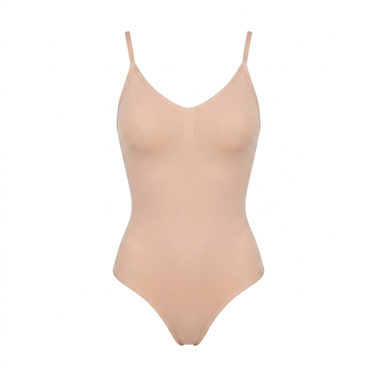 Vellara smoothing thong bodysuit on a white background